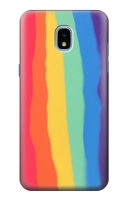 W3799 Cute Vertical Watercolor Rainbow Hülle Schutzhülle Taschen und Leder Flip für Samsung Galaxy J3 (2018), J3 Star, J3 V 3rd Gen, J3 Orbit, J3 Achieve, Express Prime 3, Amp Prime 3