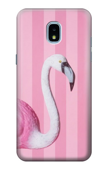 W3805 Flamingo Pink Pastel Hülle Schutzhülle Taschen und Leder Flip für Samsung Galaxy J3 (2018), J3 Star, J3 V 3rd Gen, J3 Orbit, J3 Achieve, Express Prime 3, Amp Prime 3