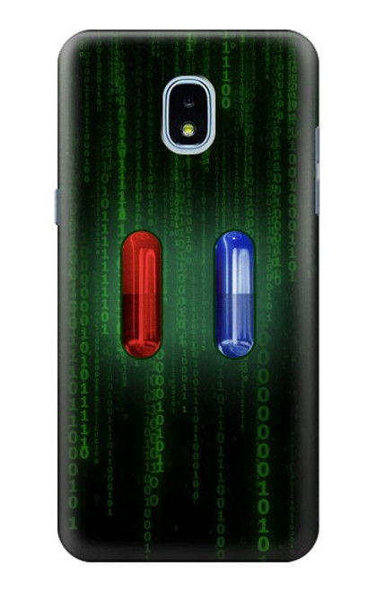W3816 Red Pill Blue Pill Capsule Hülle Schutzhülle Taschen und Leder Flip für Samsung Galaxy J3 (2018), J3 Star, J3 V 3rd Gen, J3 Orbit, J3 Achieve, Express Prime 3, Amp Prime 3