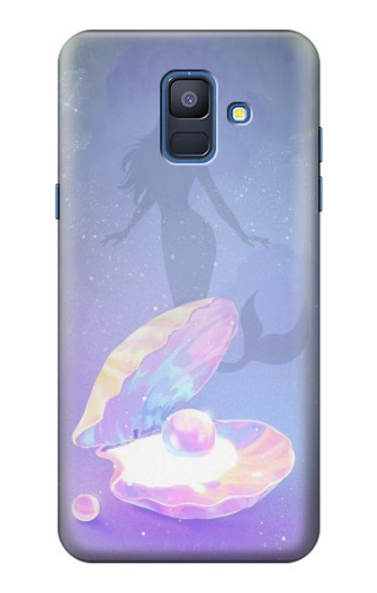 W3823 Beauty Pearl Mermaid Hülle Schutzhülle Taschen und Leder Flip für Samsung Galaxy A6 (2018)