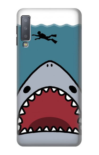 W3825 Cartoon Shark Sea Diving Hülle Schutzhülle Taschen und Leder Flip für Samsung Galaxy A7 (2018)