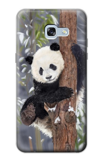 W3793 Cute Baby Panda Snow Painting Hülle Schutzhülle Taschen und Leder Flip für Samsung Galaxy A5 (2017)