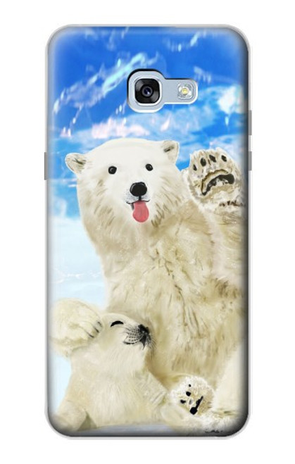 W3794 Arctic Polar Bear in Love with Seal Paint Hülle Schutzhülle Taschen und Leder Flip für Samsung Galaxy A5 (2017)