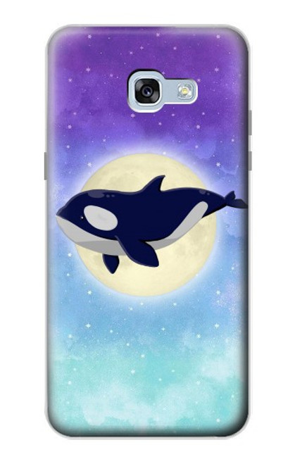 W3807 Killer Whale Orca Moon Pastel Fantasy Hülle Schutzhülle Taschen und Leder Flip für Samsung Galaxy A5 (2017)