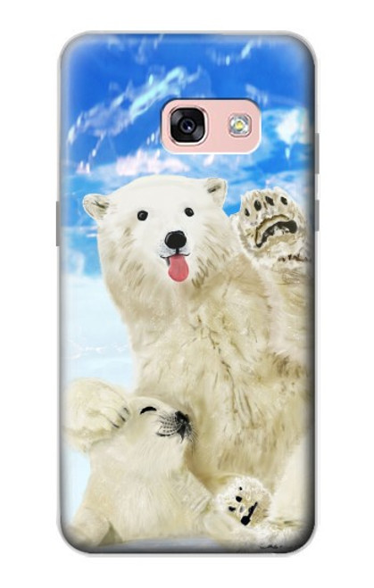 W3794 Arctic Polar Bear in Love with Seal Paint Hülle Schutzhülle Taschen und Leder Flip für Samsung Galaxy A3 (2017)