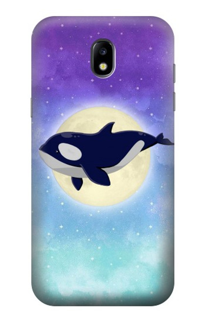 W3807 Killer Whale Orca Moon Pastel Fantasy Hülle Schutzhülle Taschen und Leder Flip für Samsung Galaxy J5 (2017) EU Version