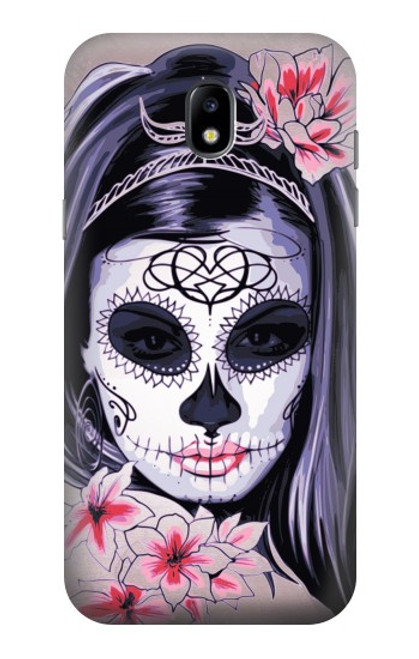 W3821 Sugar Skull Steam Punk Girl Gothic Hülle Schutzhülle Taschen und Leder Flip für Samsung Galaxy J5 (2017) EU Version