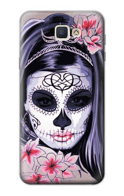 W3821 Sugar Skull Steam Punk Girl Gothic Hülle Schutzhülle Taschen und Leder Flip für Samsung Galaxy J7 Prime (SM-G610F)