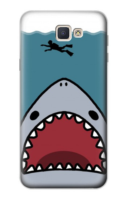 W3825 Cartoon Shark Sea Diving Hülle Schutzhülle Taschen und Leder Flip für Samsung Galaxy J7 Prime (SM-G610F)