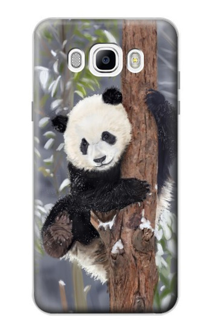 W3793 Cute Baby Panda Snow Painting Hülle Schutzhülle Taschen und Leder Flip für Samsung Galaxy J7 (2016)