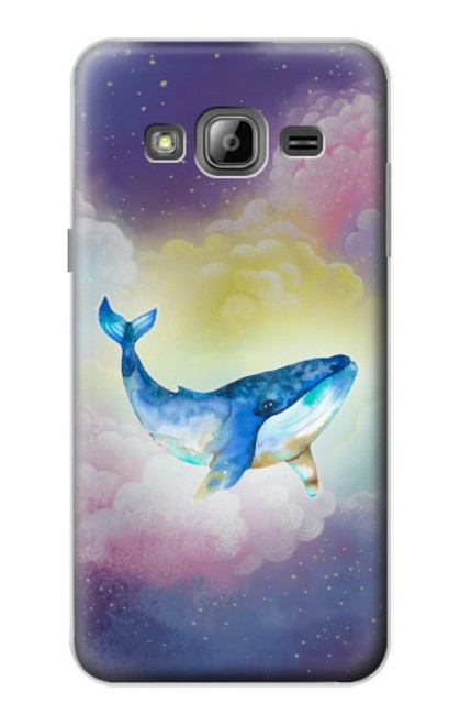 W3802 Dream Whale Pastel Fantasy Hülle Schutzhülle Taschen und Leder Flip für Samsung Galaxy J3 (2016)