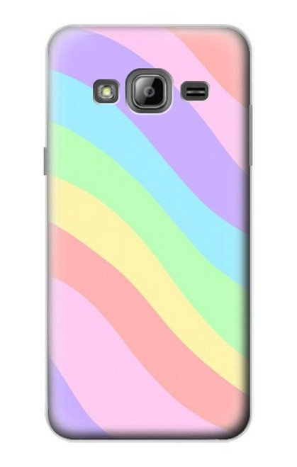 W3810 Pastel Unicorn Summer Wave Hülle Schutzhülle Taschen und Leder Flip für Samsung Galaxy J3 (2016)
