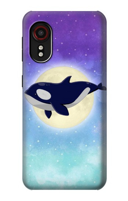 W3807 Killer Whale Orca Moon Pastel Fantasy Hülle Schutzhülle Taschen und Leder Flip für Samsung Galaxy Xcover 5
