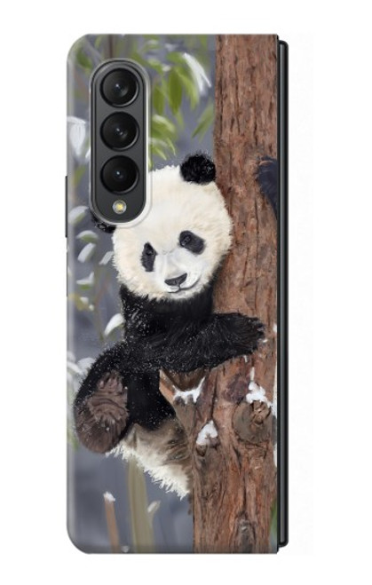 W3793 Cute Baby Panda Snow Painting Hülle Schutzhülle Taschen Flip für Samsung Galaxy Z Fold 3 5G