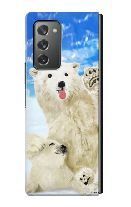 W3794 Arctic Polar Bear in Love with Seal Paint Hülle Schutzhülle Taschen Flip für Samsung Galaxy Z Fold2 5G