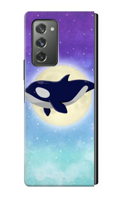 W3807 Killer Whale Orca Moon Pastel Fantasy Hülle Schutzhülle Taschen Flip für Samsung Galaxy Z Fold2 5G