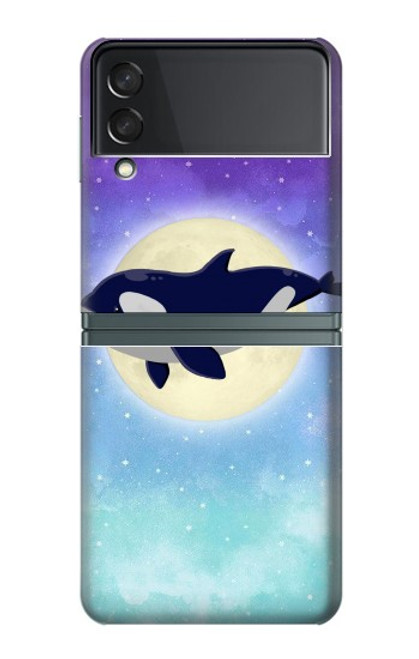 W3807 Killer Whale Orca Moon Pastel Fantasy Hülle Schutzhülle Taschen Flip für Samsung Galaxy Z Flip 3 5G