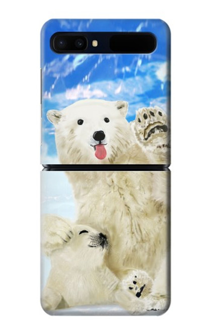 W3794 Arctic Polar Bear in Love with Seal Paint Hülle Schutzhülle Taschen Flip für Samsung Galaxy Z Flip 5G