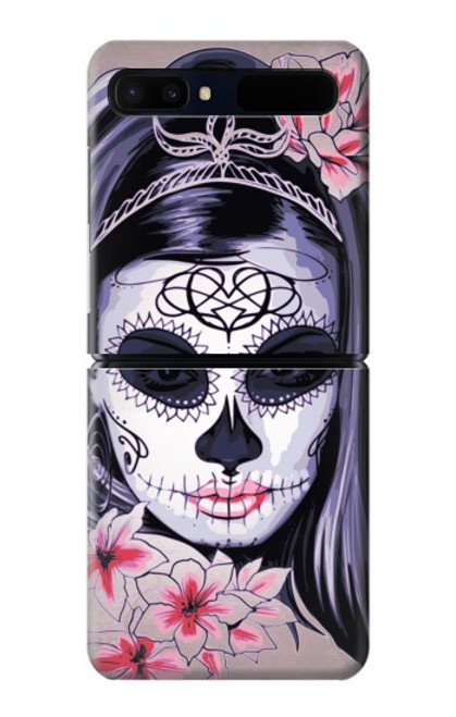 W3821 Sugar Skull Steam Punk Girl Gothic Hülle Schutzhülle Taschen Flip für Samsung Galaxy Z Flip 5G