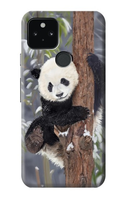 W3793 Cute Baby Panda Snow Painting Hülle Schutzhülle Taschen und Leder Flip für Google Pixel 5