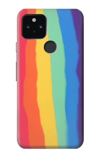 W3799 Cute Vertical Watercolor Rainbow Hülle Schutzhülle Taschen und Leder Flip für Google Pixel 5