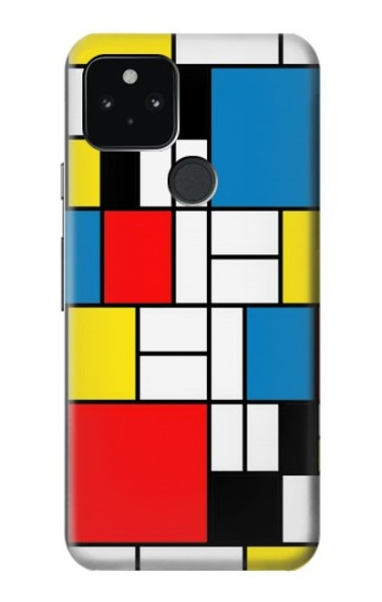 W3814 Piet Mondrian Line Art Composition Hülle Schutzhülle Taschen und Leder Flip für Google Pixel 5