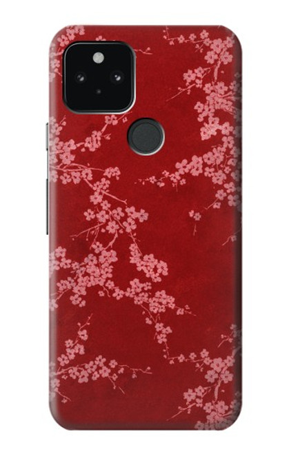 W3817 Red Floral Cherry blossom Pattern Hülle Schutzhülle Taschen und Leder Flip für Google Pixel 5