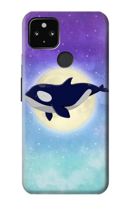 W3807 Killer Whale Orca Moon Pastel Fantasy Hülle Schutzhülle Taschen und Leder Flip für Google Pixel 4a 5G