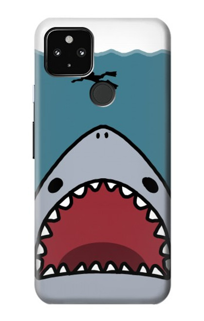 W3825 Cartoon Shark Sea Diving Hülle Schutzhülle Taschen und Leder Flip für Google Pixel 4a 5G