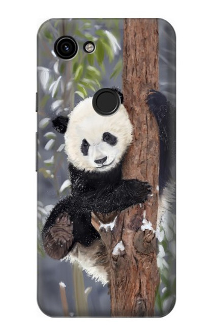 W3793 Cute Baby Panda Snow Painting Hülle Schutzhülle Taschen und Leder Flip für Google Pixel 3a