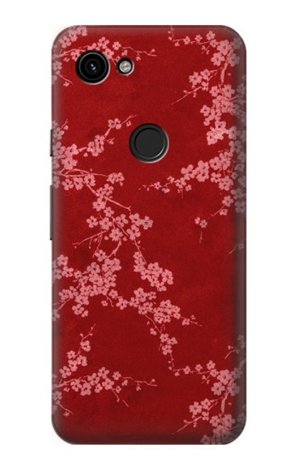 W3817 Red Floral Cherry blossom Pattern Hülle Schutzhülle Taschen und Leder Flip für Google Pixel 3a
