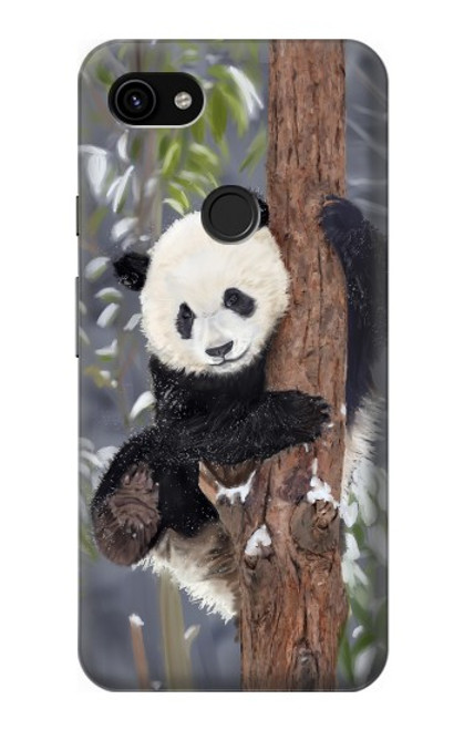 W3793 Cute Baby Panda Snow Painting Hülle Schutzhülle Taschen und Leder Flip für Google Pixel 3a XL