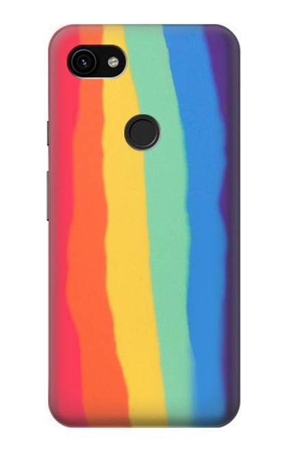 W3799 Cute Vertical Watercolor Rainbow Hülle Schutzhülle Taschen und Leder Flip für Google Pixel 3a XL