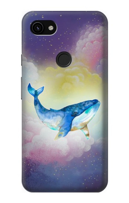 W3802 Dream Whale Pastel Fantasy Hülle Schutzhülle Taschen und Leder Flip für Google Pixel 3a XL