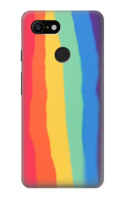 W3799 Cute Vertical Watercolor Rainbow Hülle Schutzhülle Taschen und Leder Flip für Google Pixel 3