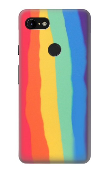 W3799 Cute Vertical Watercolor Rainbow Hülle Schutzhülle Taschen und Leder Flip für Google Pixel 3 XL