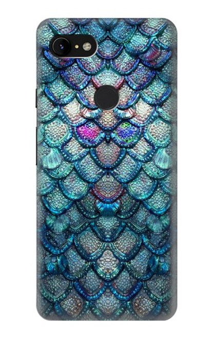 W3809 Mermaid Fish Scale Hülle Schutzhülle Taschen und Leder Flip für Google Pixel 3 XL