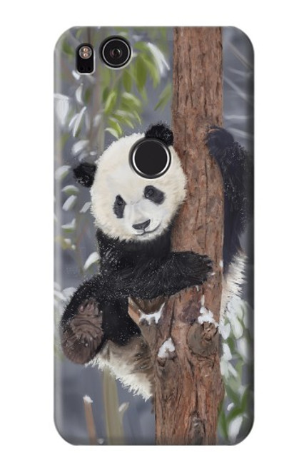 W3793 Cute Baby Panda Snow Painting Hülle Schutzhülle Taschen und Leder Flip für Google Pixel 2