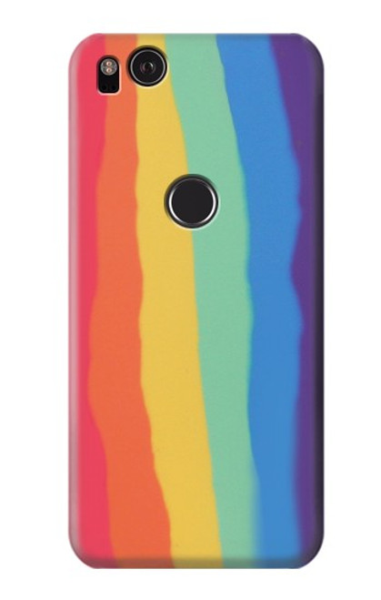 W3799 Cute Vertical Watercolor Rainbow Hülle Schutzhülle Taschen und Leder Flip für Google Pixel 2