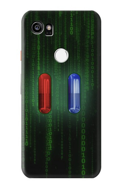 W3816 Red Pill Blue Pill Capsule Hülle Schutzhülle Taschen und Leder Flip für Google Pixel 2 XL