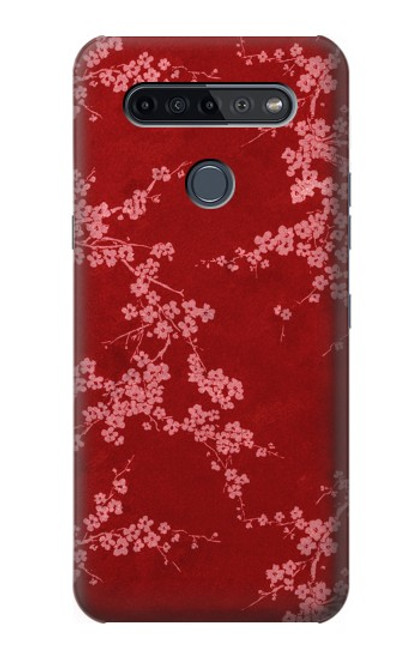 W3817 Red Floral Cherry blossom Pattern Hülle Schutzhülle Taschen und Leder Flip für LG K51S