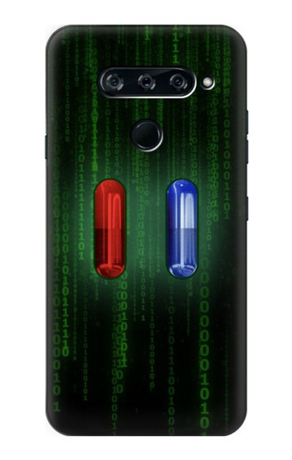W3816 Red Pill Blue Pill Capsule Hülle Schutzhülle Taschen und Leder Flip für LG V40, LG V40 ThinQ