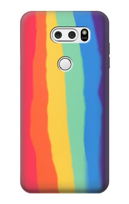 W3799 Cute Vertical Watercolor Rainbow Hülle Schutzhülle Taschen und Leder Flip für LG V30, LG V30 Plus, LG V30S ThinQ, LG V35, LG V35 ThinQ