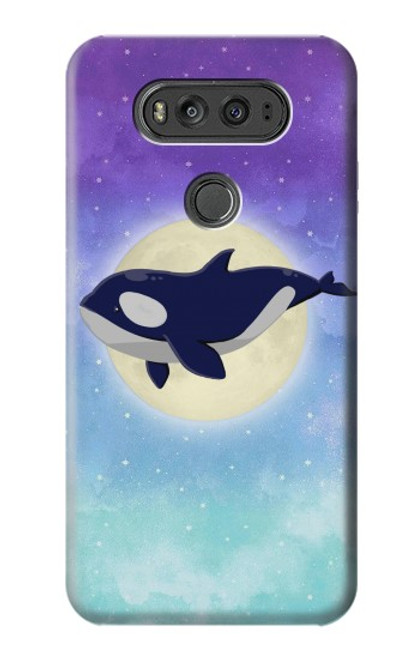 W3807 Killer Whale Orca Moon Pastel Fantasy Hülle Schutzhülle Taschen und Leder Flip für LG V20