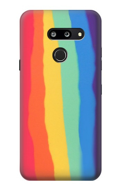 W3799 Cute Vertical Watercolor Rainbow Hülle Schutzhülle Taschen und Leder Flip für LG G8 ThinQ