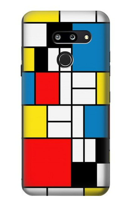 W3814 Piet Mondrian Line Art Composition Hülle Schutzhülle Taschen und Leder Flip für LG G8 ThinQ