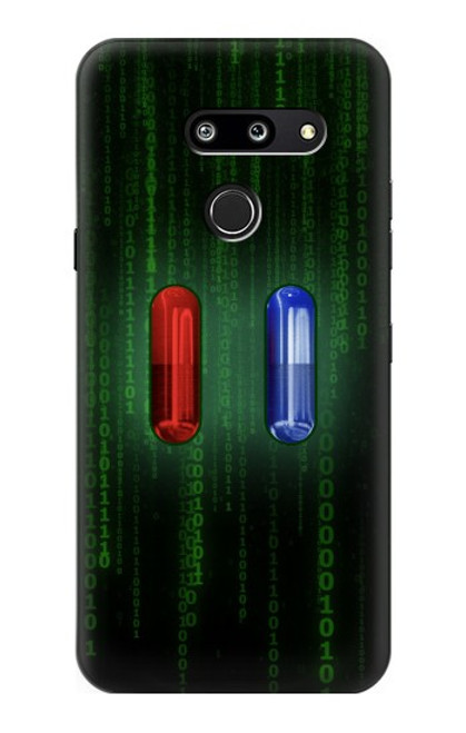 W3816 Red Pill Blue Pill Capsule Hülle Schutzhülle Taschen und Leder Flip für LG G8 ThinQ