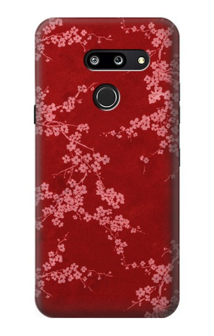 W3817 Red Floral Cherry blossom Pattern Hülle Schutzhülle Taschen und Leder Flip für LG G8 ThinQ