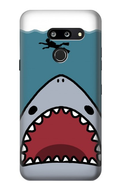 W3825 Cartoon Shark Sea Diving Hülle Schutzhülle Taschen und Leder Flip für LG G8 ThinQ