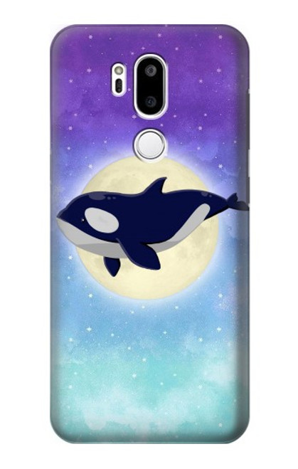 W3807 Killer Whale Orca Moon Pastel Fantasy Hülle Schutzhülle Taschen und Leder Flip für LG G7 ThinQ